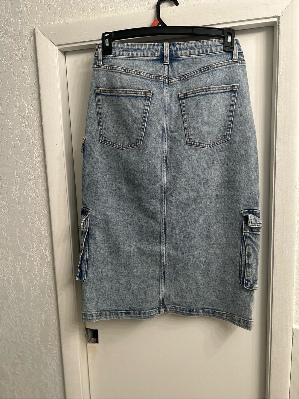 wild fable Light Wash Denim Cargo Midi Skirt